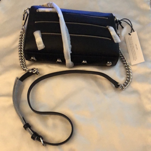 Rebecca Minkoff Mini 5 Zip Black Leather Crossbody Chain & Leather Strap NWT - Picture 12 of 14